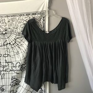Dark grey lace accent shirt